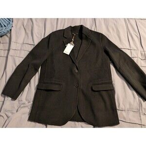 NWT Quince Double Faced Merino Wool Blazer Medium Black Women Dark Academia
